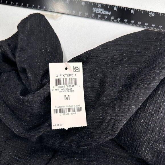 And Now This Black Long-Sleeve Knit Mini Dress Size M Smocked Metallic Babydoll - Picture 5 of 11